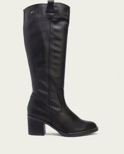 PORRONET Botas Mujer|Botas De Tacón Negra Con Cremallera Nina