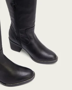 PORRONET Botas Mujer|Botas De Tacón Negra Con Cremallera Nina