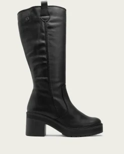 PORRONET Botas Mujer|Botas De Tacón Negro Con Cremallera Riva