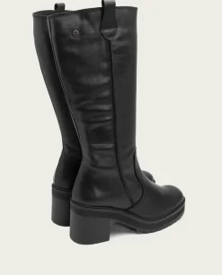 PORRONET Botas Mujer|Botas De Tacón Negro Con Cremallera Riva