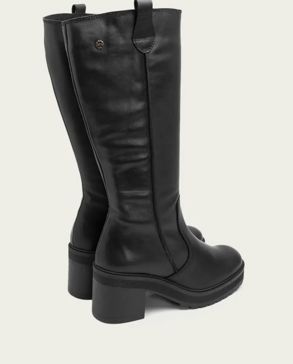 PORRONET Botas Mujer|Botas De Tacón Negro Con Cremallera Riva