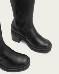 PORRONET Botas Mujer|Botas De Tacón Negro Con Cremallera Riva
