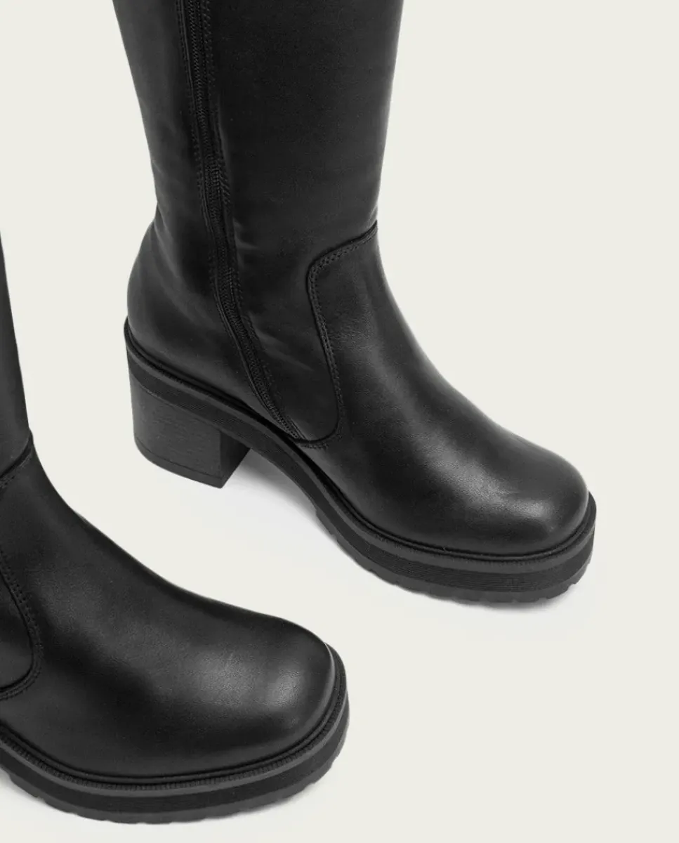 PORRONET Botas Mujer|Botas De Tacón Negro Con Cremallera Riva