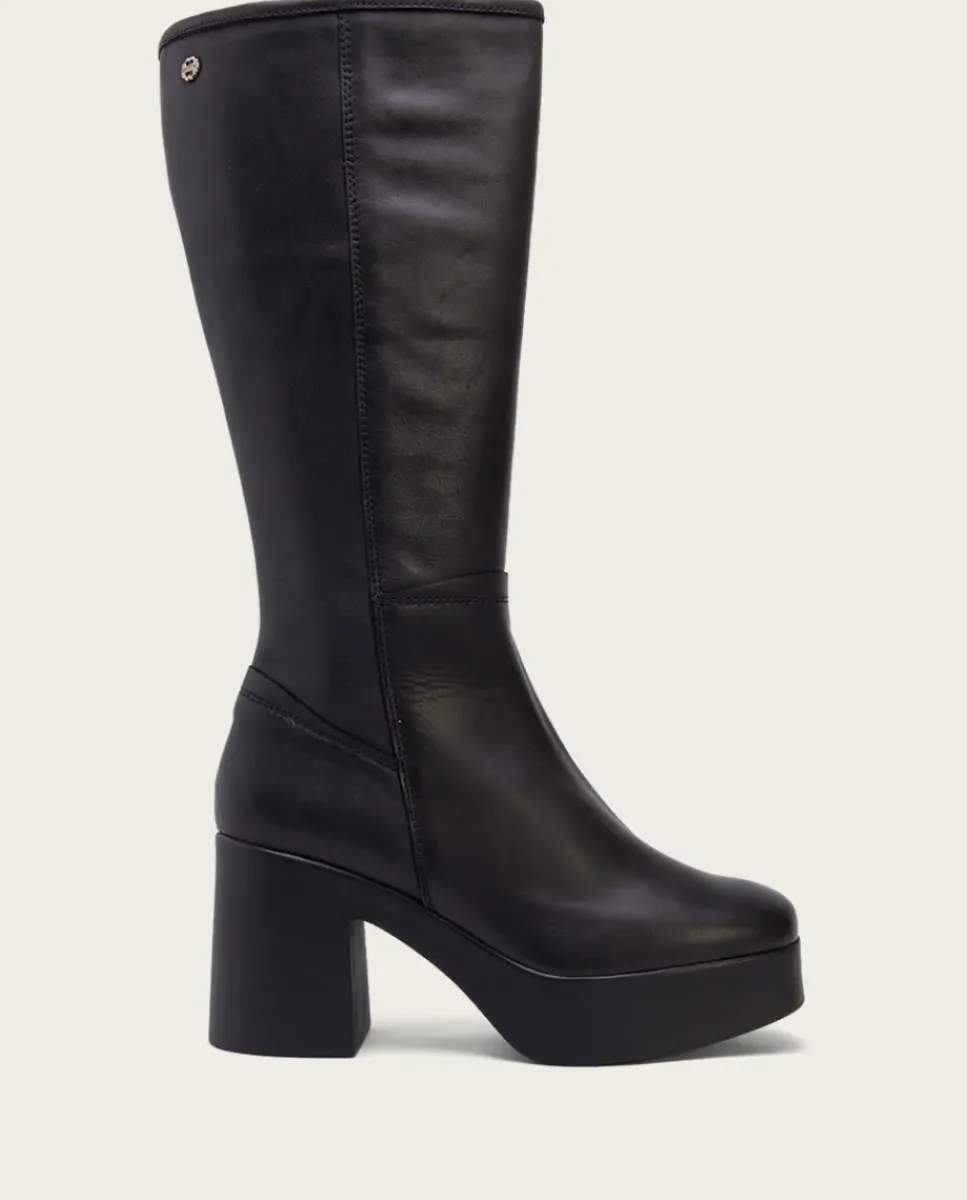PORRONET Botas Mujer|Botas De Tacón Negro Con Cremallera Lea