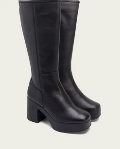 PORRONET Botas Mujer|Botas De Tacón Negro Con Cremallera Lea