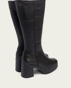 PORRONET Botas Mujer|Botas De Tacón Negro Con Cremallera Lea