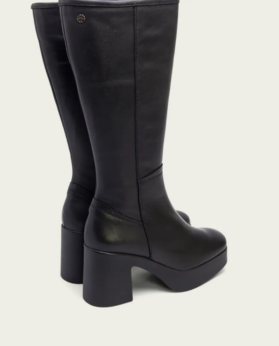 PORRONET Botas Mujer|Botas De Tacón Negro Con Cremallera Lea