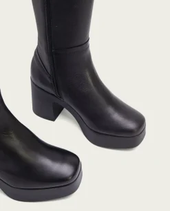 PORRONET Botas Mujer|Botas De Tacón Negro Con Cremallera Lea