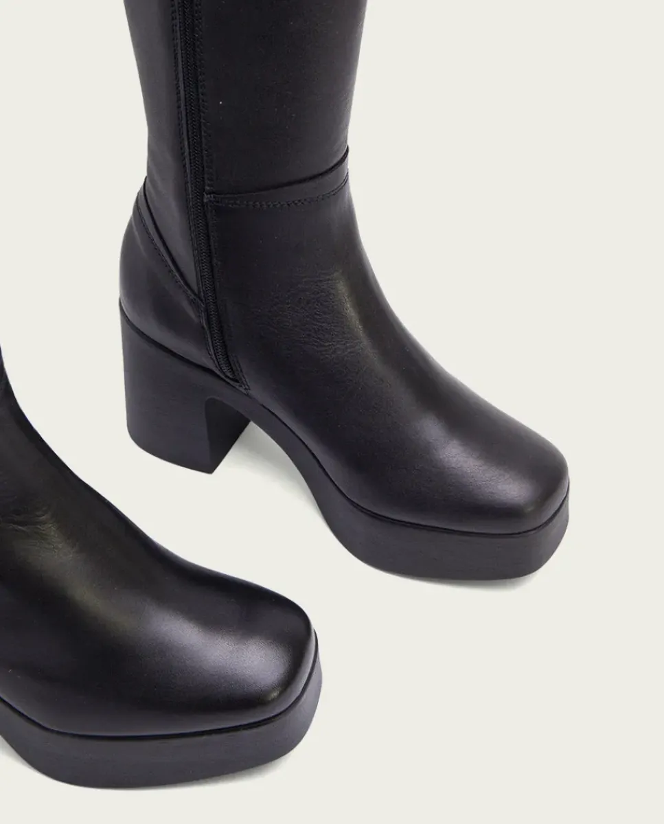 PORRONET Botas Mujer|Botas De Tacón Negro Con Cremallera Lea