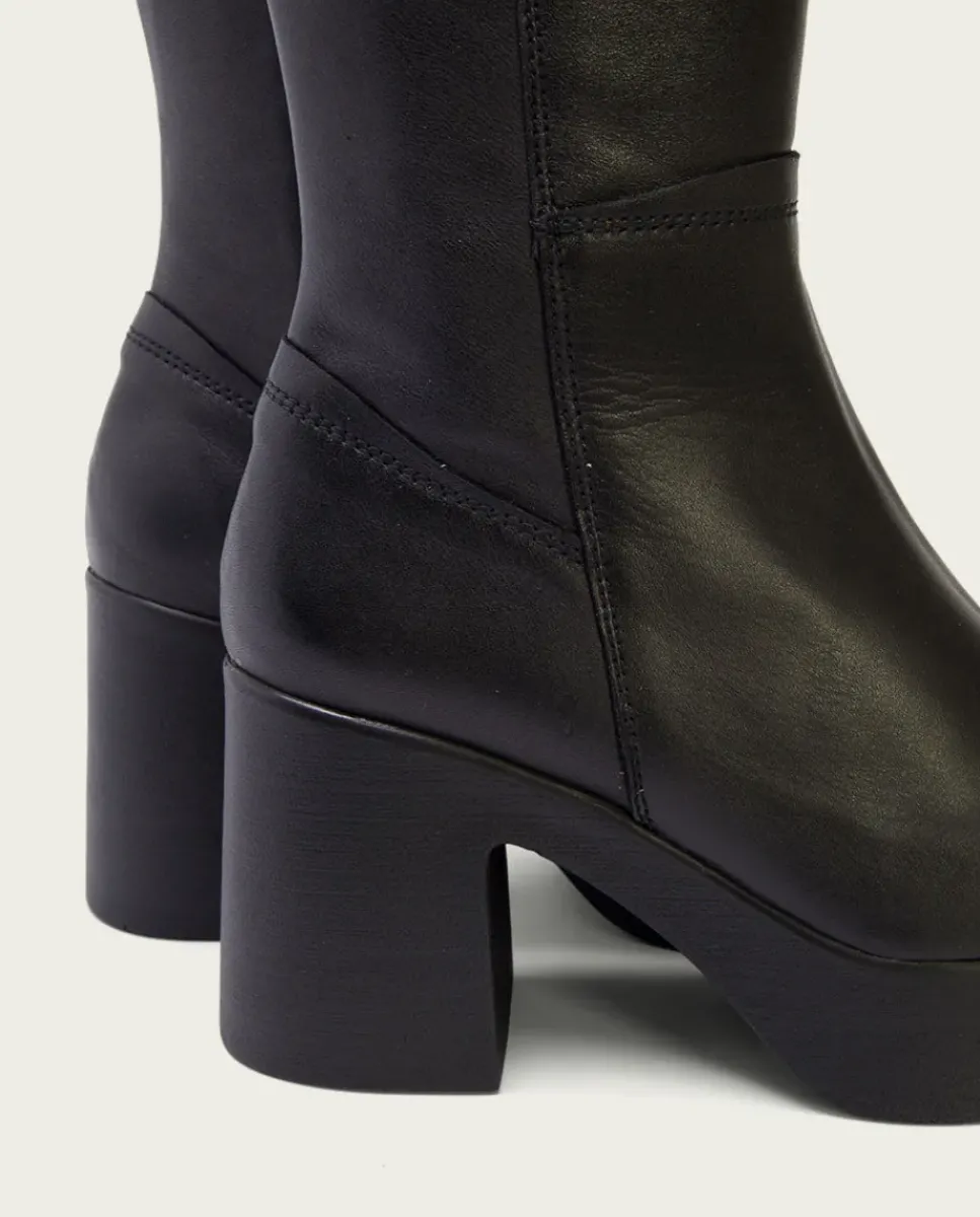 PORRONET Botas Mujer|Botas De Tacón Negro Con Cremallera Lea