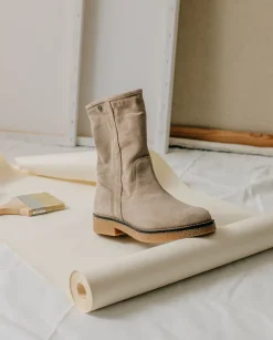 PORRONET Botines Mujer|Botas Plana Arena Vanessa