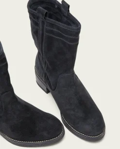 PORRONET Botines Mujer|Botas Planas Carbon Con Tiradores Paula