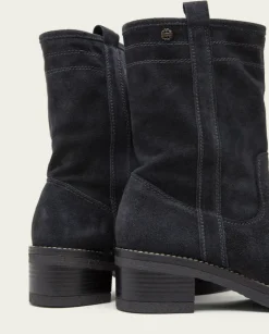 PORRONET Botines Mujer|Botas Planas Carbon Con Tiradores Paula