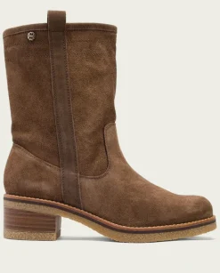 PORRONET Botines Mujer|Botas Planas Moka Con Tiradores Paula