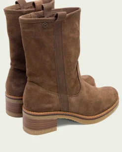 PORRONET Botines Mujer|Botas Planas Moka Con Tiradores Paula