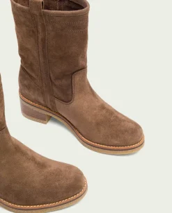 PORRONET Botines Mujer|Botas Planas Moka Con Tiradores Paula
