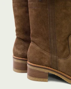 PORRONET Botines Mujer|Botas Planas Moka Con Tiradores Paula