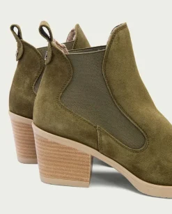 PORRONET Botines Mujer|Botines Cowboy Kaki Con Elasticos Jackie
