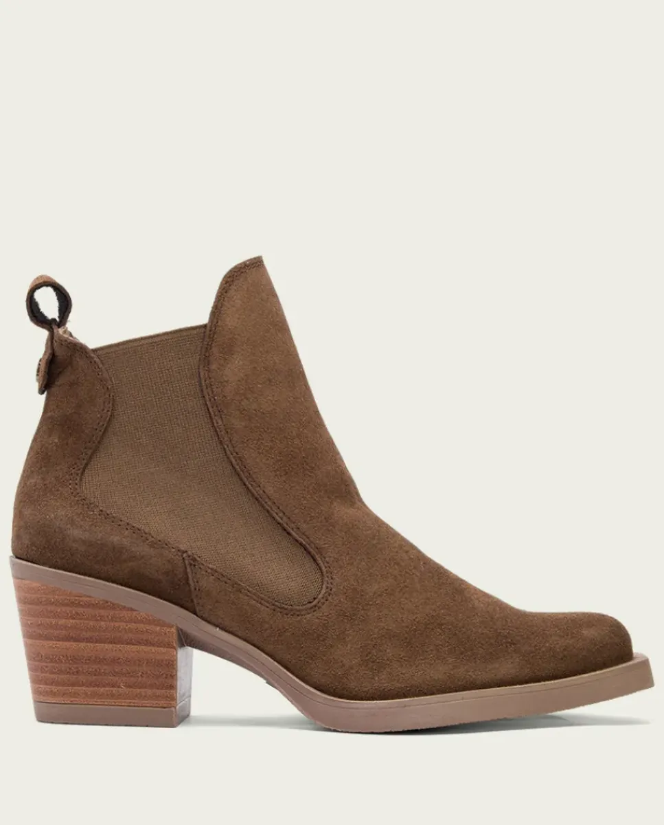 PORRONET Botines Mujer|Botines Cowboy Moka Con Elasticos Jackie