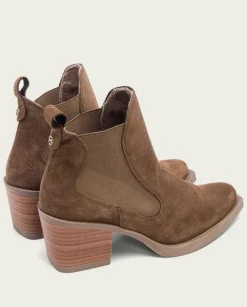 PORRONET Botines Mujer|Botines Cowboy Moka Con Elasticos Jackie