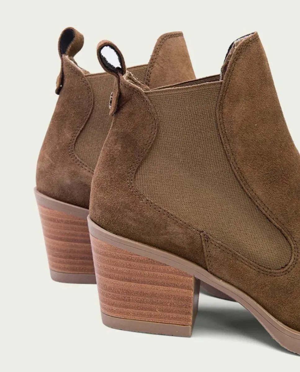 PORRONET Botines Mujer|Botines Cowboy Moka Con Elasticos Jackie