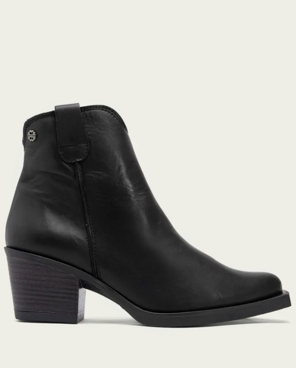 PORRONET Botines Mujer|Botines Cowboy Negro Con Cremallera Jade