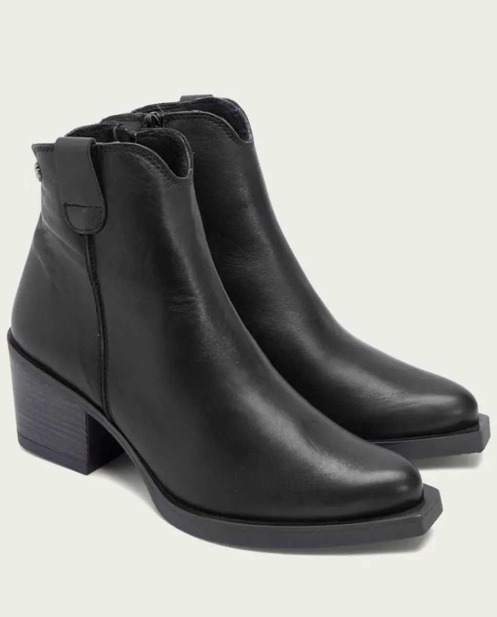 PORRONET Botines Mujer|Botines Cowboy Negro Con Cremallera Jade