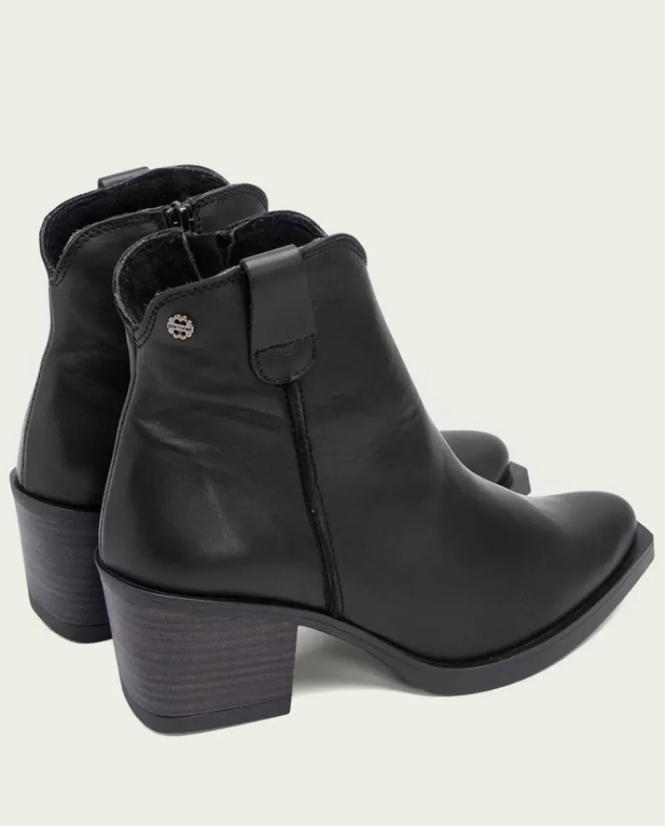 PORRONET Botines Mujer|Botines Cowboy Negro Con Cremallera Jade