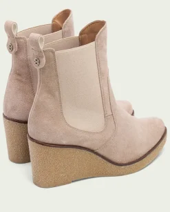 PORRONET Botines Tacón|Botines De Cuña Arena Con Elasticos Malena