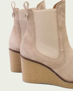 PORRONET Botines Tacón|Botines De Cuña Arena Con Elasticos Malena