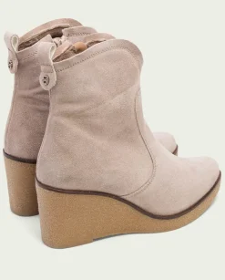 PORRONET Botines Mujer|Botines De Cuña Arena Con Cremallera Mabel