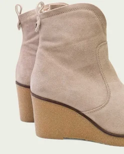 PORRONET Botines Mujer|Botines De Cuña Arena Con Cremallera Mabel
