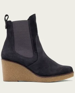 PORRONET Botines Mujer|Botines De Cuña Carbon Con Elasticos Malena