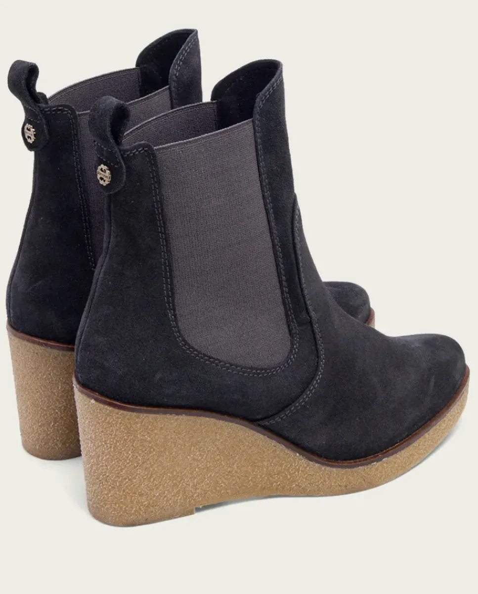 PORRONET Botines Mujer|Botines De Cuña Carbon Con Elasticos Malena