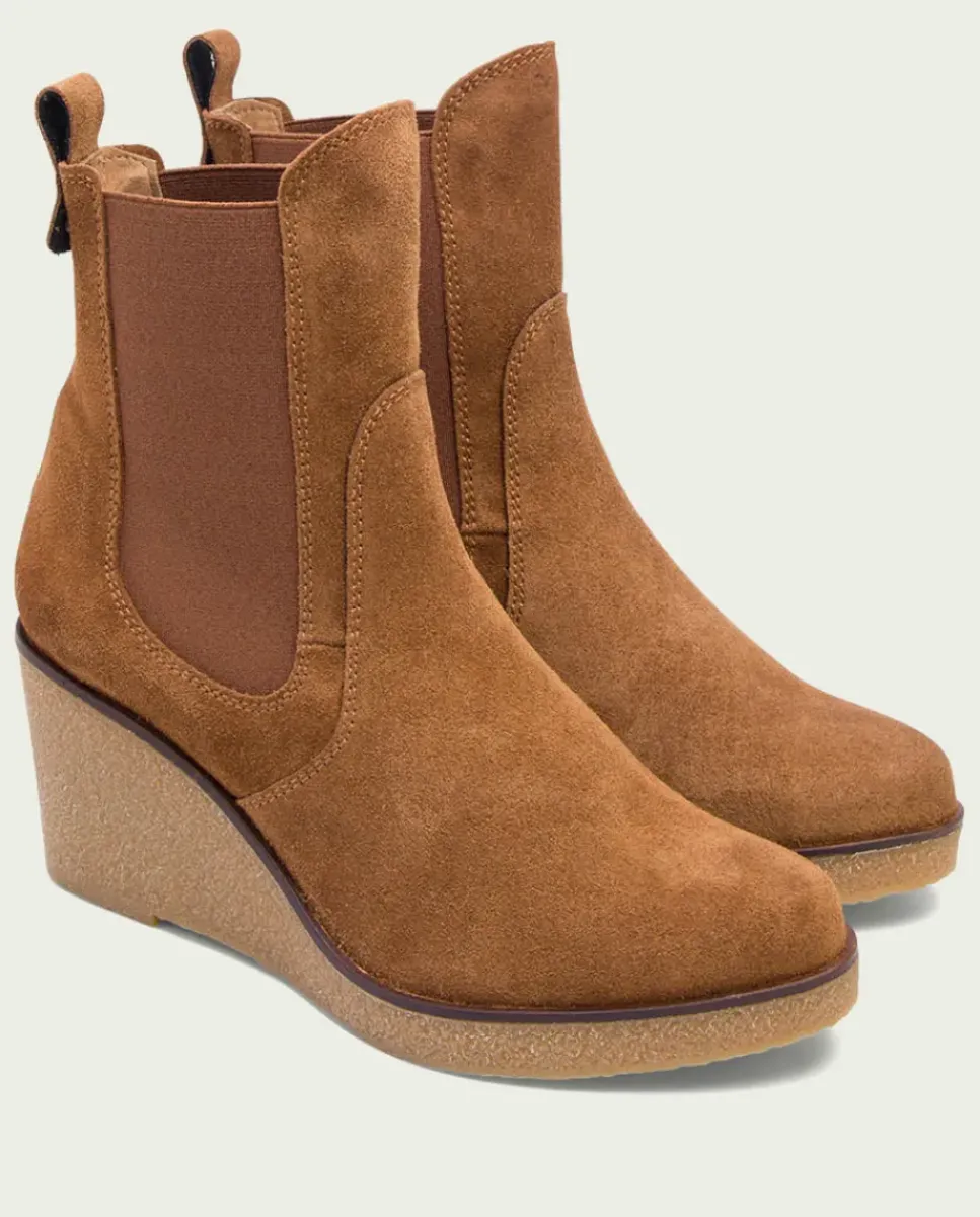PORRONET Botines Mujer|Botines De Cuña Cuero Con Elasticos Malena
