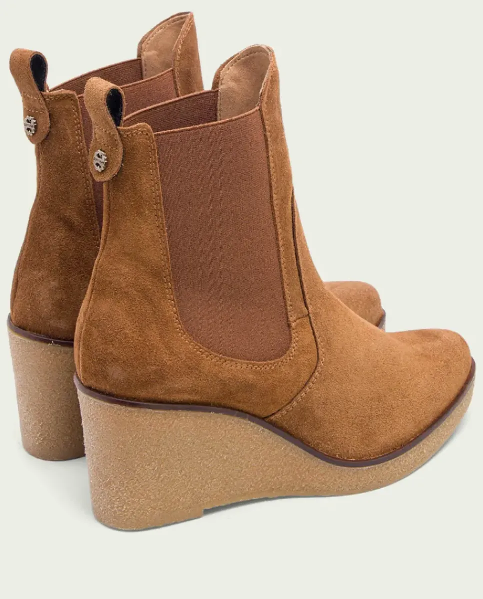 PORRONET Botines Mujer|Botines De Cuña Cuero Con Elasticos Malena