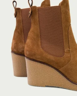 PORRONET Botines Mujer|Botines De Cuña Cuero Con Elasticos Malena