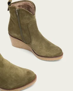 PORRONET Botines Mujer|Botines De Cuña Kaki Con Cremallera Mabel