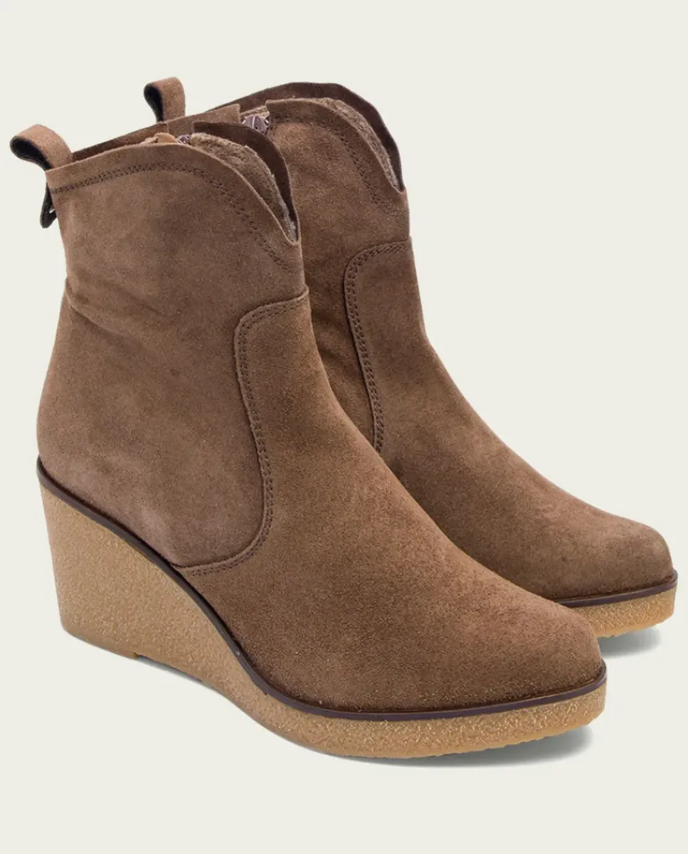 PORRONET Botines Mujer|Botines De Cuña Moka Con Cremallera Mabel
