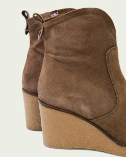 PORRONET Botines Mujer|Botines De Cuña Moka Con Cremallera Mabel