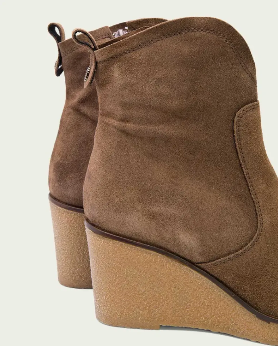 PORRONET Botines Mujer|Botines De Cuña Moka Con Cremallera Mabel