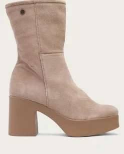 PORRONET Botines Tacón|Botines De Tacón Arena Con Cremallera Lisa