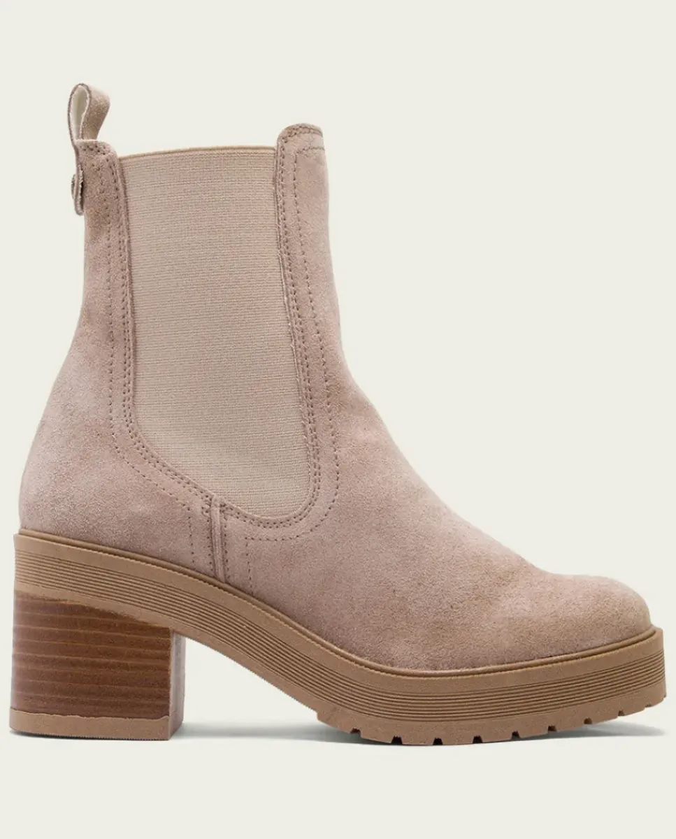 PORRONET Botines Mujer|Botines De Tacón Arena Con Elasticos Rea
