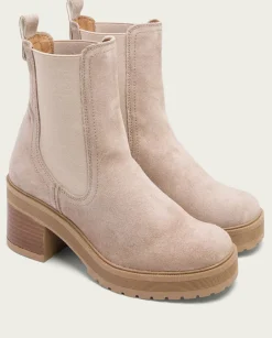 PORRONET Botines Mujer|Botines De Tacón Arena Con Elasticos Rea