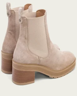 PORRONET Botines Mujer|Botines De Tacón Arena Con Elasticos Rea