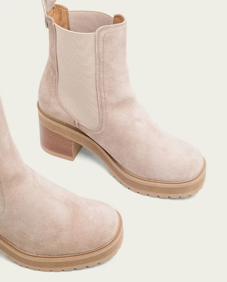 PORRONET Botines Mujer|Botines De Tacón Arena Con Elasticos Rea