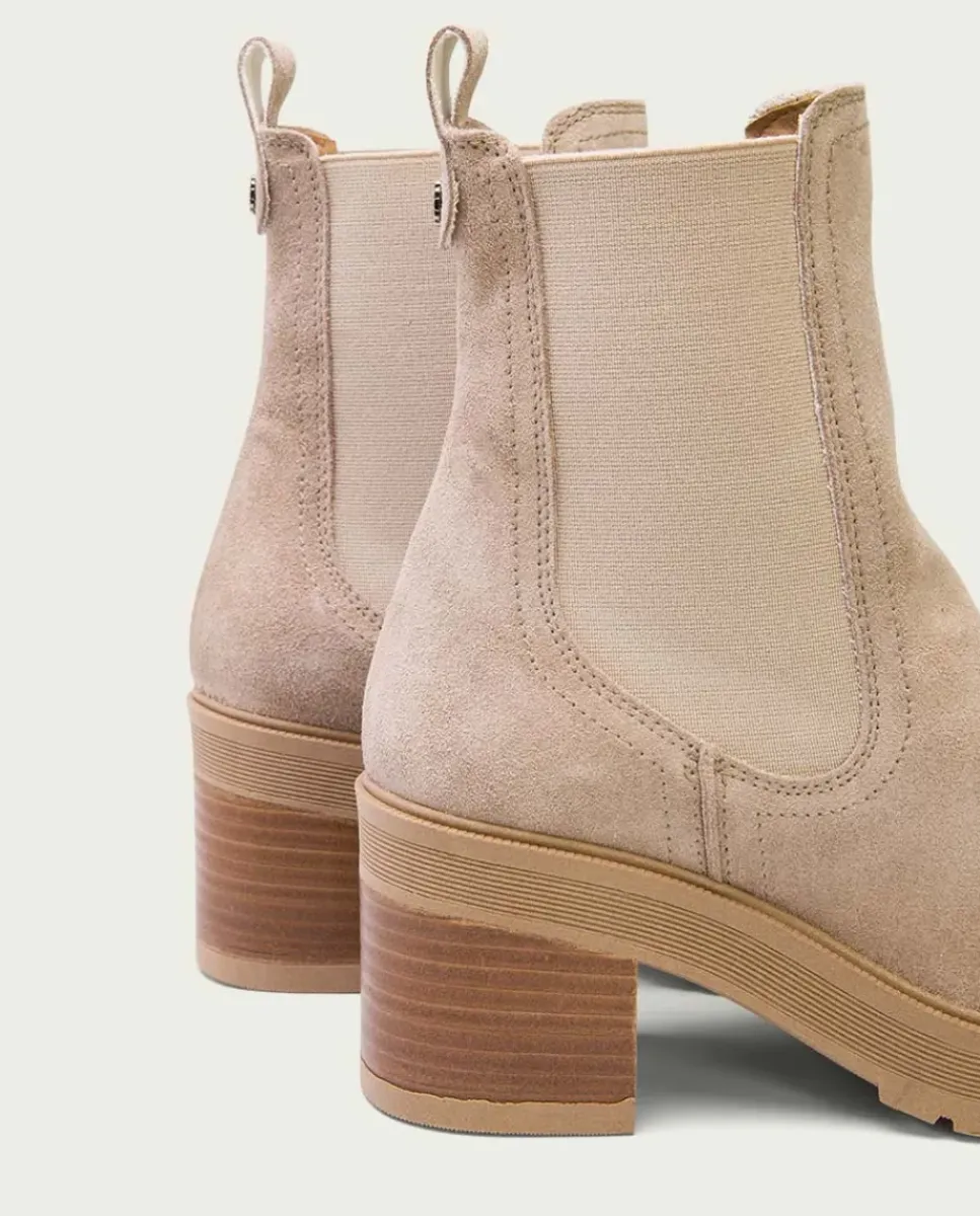 PORRONET Botines Mujer|Botines De Tacón Arena Con Elasticos Rea