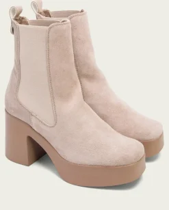 PORRONET Botines Mujer|Botines De Tacón Arena Con Elasticos Lena