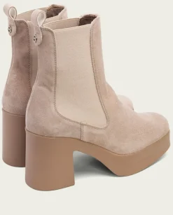 PORRONET Botines Mujer|Botines De Tacón Arena Con Elasticos Lena