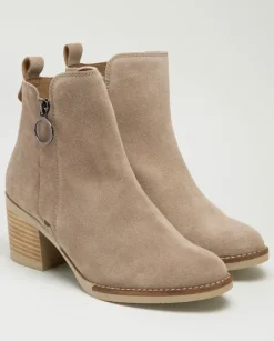 PORRONET Botines Mujer|Botines De Tacón Arena Cremallera Nery